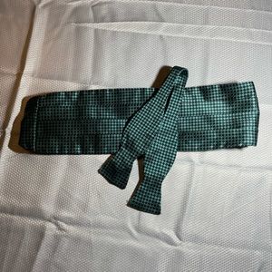 R Hanauer Cummerbund Bow-tie set black teal formal